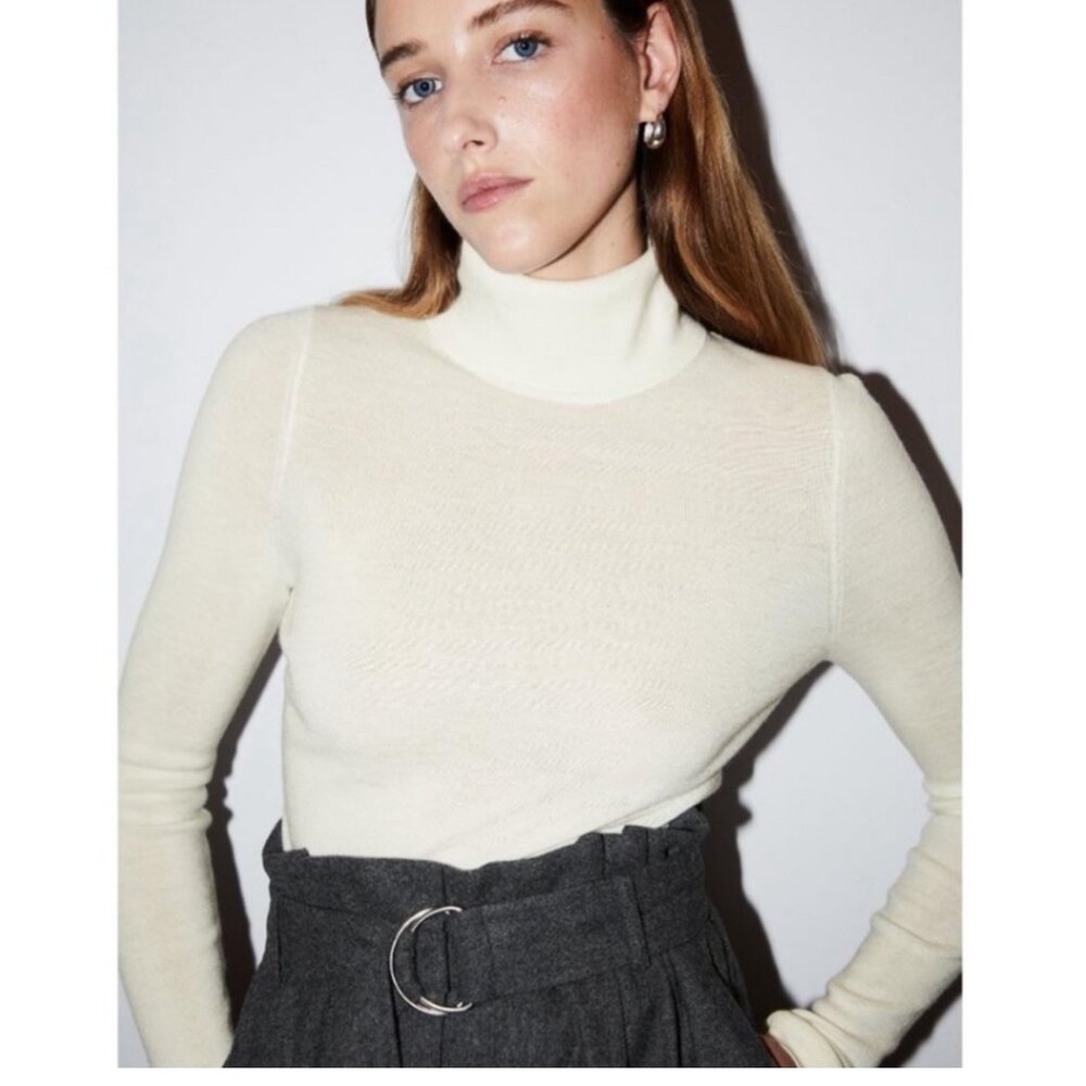 & Other Stories Stockholm Atelier Wool Turtleneck Sweater in Cream Size L